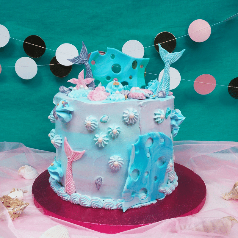 mermaid taart, zeemeermin taart, verjaardagstaarten voorbeelden, meisjestaart