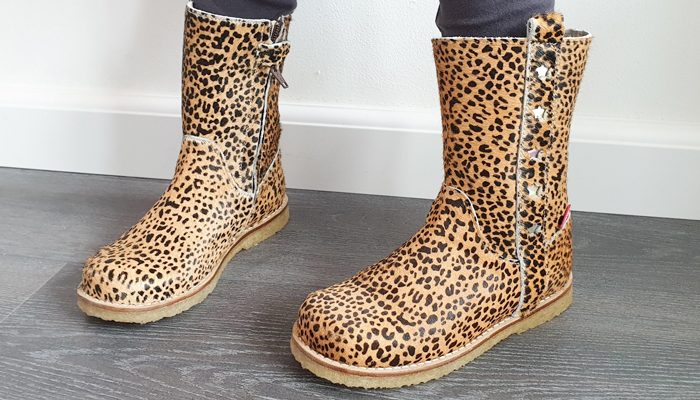leren laarsjes met panterprint, shoesme laarsjes